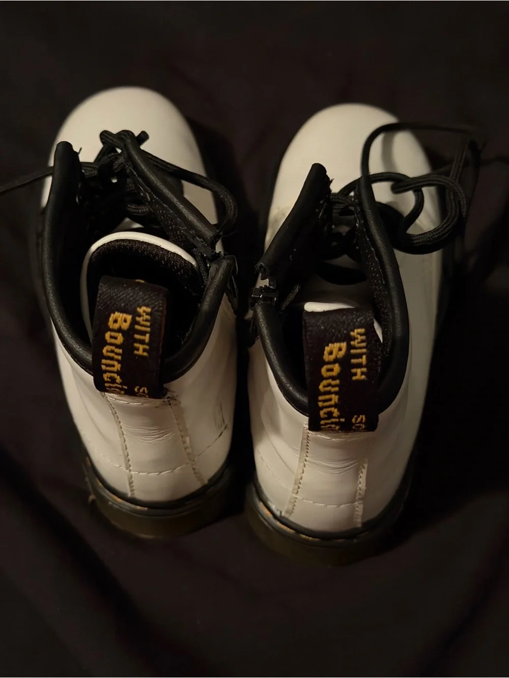 Dr. Martens Kids White and Black Lace-Up Ankle Boots